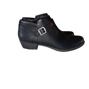 LifeStride Alexander western bootie Black Faux Leather Ankle Boots Women's 8.5